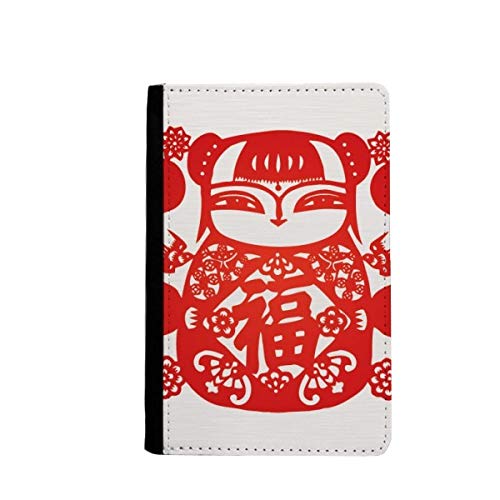Porte-passeport rouge fille avec lanterne fleurie en papier durable