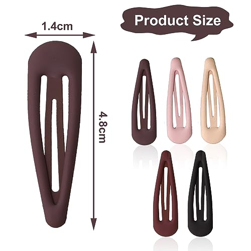30 Matte Snap Hair Clips, 1.9x0.55 Inch Metal, Colorful for Women Girls and Fine Hair (5 Colors), five colored, 1 count (Pack of 30) - Image 2