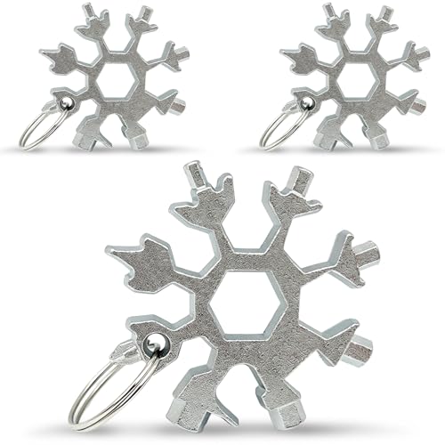 3-Pack Silver Snowflake 18-in-1 Multi Tool Stainless Steel Pocket Tool with Bottle Opener Screwdrivers and Wrench for Everyday Carry
