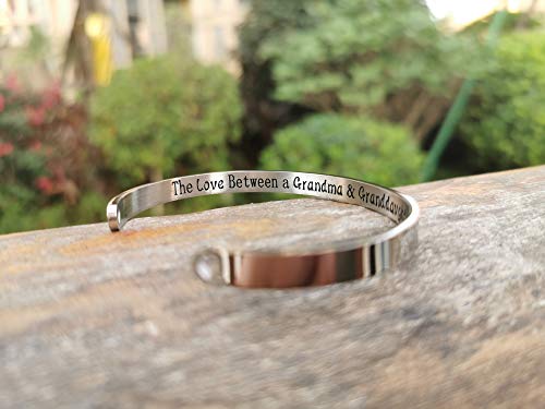 Veeshy The Love Between A Grandma And Granddaughter Is Forever Stainless Steel Cuff Bracelets Engraved Quote Bangles With Gift Box, Gifts For Women Birthday Christmas Thanksgiving Day #TOP3