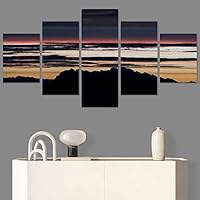 SIGNWIN 5 Panel Canvas Wall Art Sunset in The Mountains for Home Decorations Ready to Hang - 60