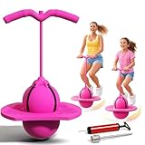 Children's Balance Jumping Ball,2026 Upgraded Non-Slip Balance Jumping Ball with Handle and Pump for Kids,Up to 600lb, Silent Design, Fun Challenge Indoor Outdoor Bounce Toys for Fitness (Pink)