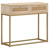 Bois de manguier robuste et construction en fer. Cette table console, fabriquée en bois de manguier massif et en fer solide, offre un ajout durable et fiable à votre maison. Avec des dimensions de 90 x 30 x 76 cm, il est idéal comme buffet ou cabinet d'accent.