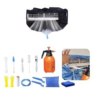 ZSPLIT-MAIR Kit Nettoyage Climatiseur Mural，Kit Nettoyage Climatisation Split，Nettoyage Climatisation Split，Bâche Nettoyage Clim(15 pièces, noir, grande taille : 94-132 cm/37,4-51,18 pouces)