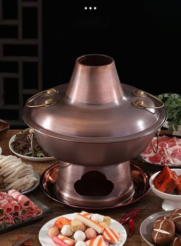 Premium Purple Copper Hot Pot - Thickened Multi-Person Design, Easy to Clean Stainless Steel Base, Ideal for Catering, Parties, Events, Weddings, and Commercial Use