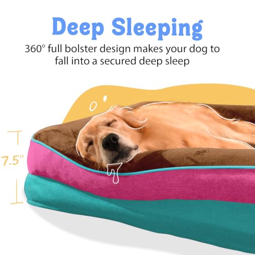Image of Chez Paw Waterproof Orthopedic XL Dog Bed for Large and Extra Large Dogs | Egg Crate Foam, 4-Sided Bolster Support, Waterproof Liner, Non-Slip Bottom, Machine Washable Cover, 42 x 30 Inch