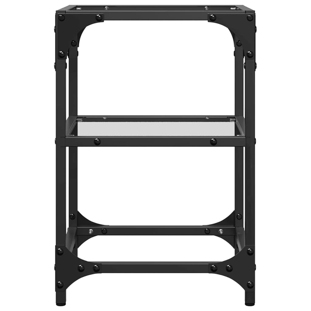 Mesa de centro con placa de cristal, transparente, 30 x 30 x 45 cm, marco de acero, mesa de salón para aperitivos, bebidas, decoración, juego de mesa auxiliar
