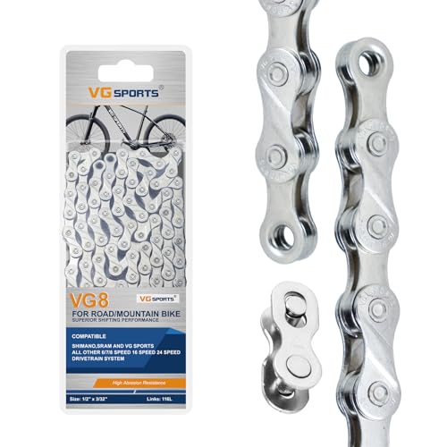 VG SPORTS Bike Chain 6-11 Speed, Hollow, 116 Links