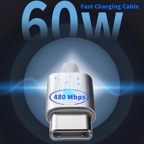 Usbc Cable 60W Fast Charge, USB C to USB C Cable 2 Pack 3FT Braided, Durable USB C Cable 480Mbps Sync 12000+ Bend Test for iPhone, Samsung Car & Office