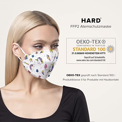 HARD FFP2 mask, Made in Germany, certified mouthguard EN149:2001+A:2009 - Standard Size - BFE 99,5% - single packed in PE-Pouch - STANDARD 100 by OEKO-TEX - Unicorn - 100 pcs