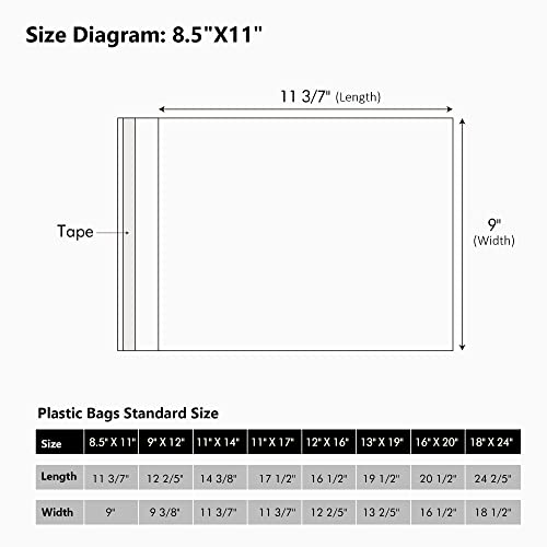 50 Pack Acid-Free Crystal Clear Sleeves Storage Bags for 8.5x11 Art Prints/Pictures/Photos/Framing Mat Mattes (Bag Size: 9