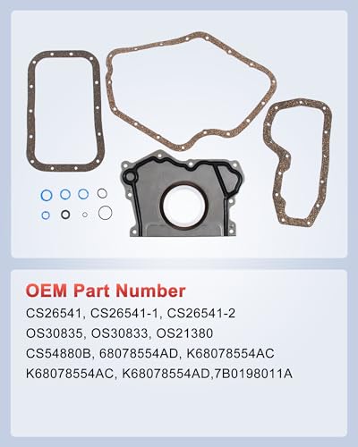 Image of CS26541 Lower Oil Pan Gasket Set Compatible with Chrysler 200 300, Dodge Avenger Challenger Charger Durango Grand Caravan, Jeep Grand Cherokee Wrangler, Ram 1500 C /V, with 3.6L V6 24-Valve Engine