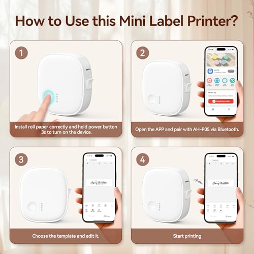 AH-P05 Transparent Label Tape 3PCS, Self-Adhesive Thermal Labels Refill Paper Roll for AH-P05 Mini Label Maker, 14mm X 40mm, for Home/Kitchen/Office Storage/Kid School Supplies - Transparent