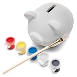 Sparschwein aus keramischen Gips zum Selbst Bemalen inkl. 6 Farben und Pinseln - Bastelspaß für die ganze Familie von noTrash2003