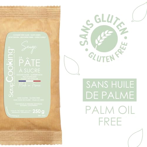 ScrapCooking - Fondant Salbei Grün 250 g - Farbstoff aus Natürlichem Ursprung - Glutenfrei, Palmölfrei - Für Kuchen, Torten - Pastellgrün Sage Grün - 7621