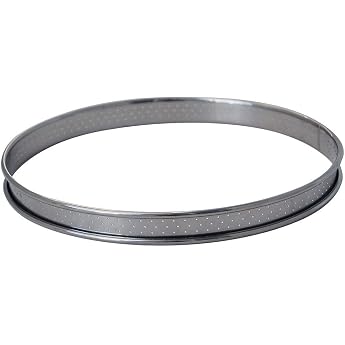 De Buyer Stainless Steel Round Tart Ring with Perforated Rounded-Off Edges Silver