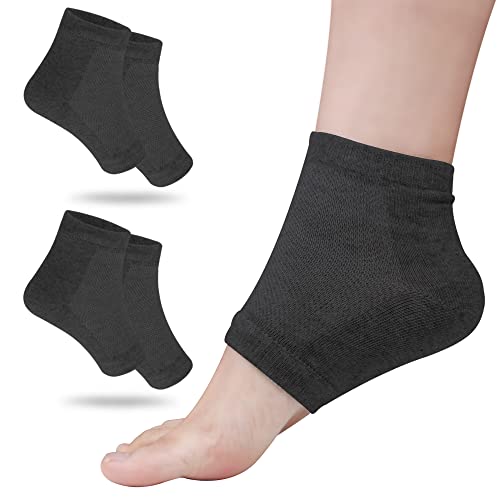 HilphÂ® Moisturizing Socks, 2 Pair Cracked Heel Socks for Dry Cracked & Foot Treatment, Toeless Spa Sock for Foot Cracked Heels Care, Dry Feet, Foot Calluses-Black
