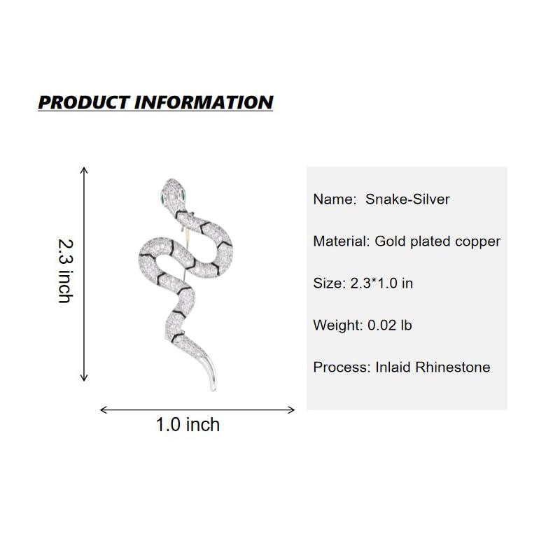 Image of Gold Snake Brooches Pins for Women Men Statement Snake Enamel Lapel Pins Crystal Rhinestone Accessories Powerful Animal Insect Clothing Coat Jacket Lapel Jewelry Gifts