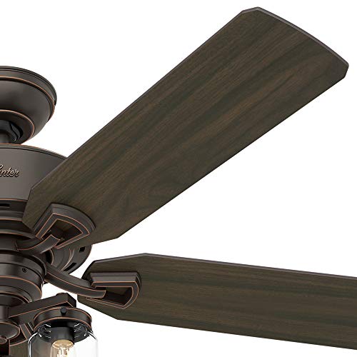 Hunter Indoor Ceiling Fan, with remote control - Devon Park 52 inch, Onyx Bengal, 54201 - Image 4