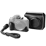 SMALLRIG Ledertaschen-Set für Canon PowerShot V1, inklusive Halbledertasche, Klapphülle, Handschlaufe & Fell-Windschutz, tragbar & schützend (Schwarz) -5386