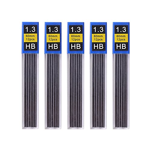 Juego de 5 recambios automáticos de minas para lápices, portaminas de 0,3 mm, 0,5 mm, 0,7 mm, 0,9 mm, recambios de lápiz HB, accesorios de papelería (1,3 mm)