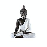 Edenjardi Figura de Buda decoración en Color Blanco rústico | 65 cm de Alto