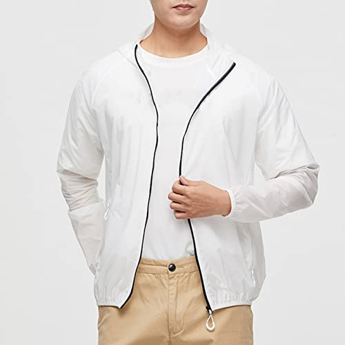 Therese Funny Gifts For Men Casual Quick Dry Fishing Hoodie Jacket For Men Outdoor Waterproof Loose Full Zip Long Sleeve Sweatshirts With Pockets(White,X-Large) #TOP1