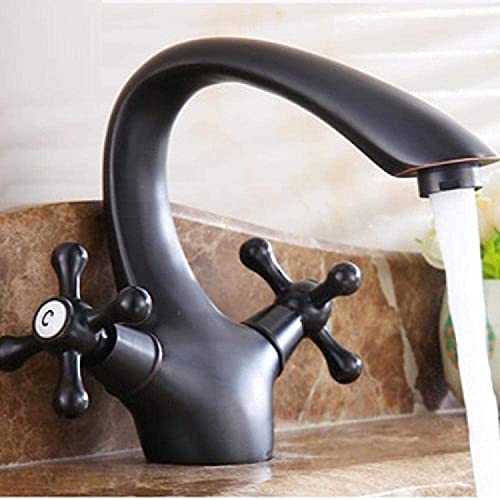 Mitigeur de lavabo cascade noir pour salle de bain vintage