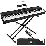 FULL-WEIGHTED DIGITAL PIANO - The full size 88 key piano keyboard weighted is equipped with 88 graded hammer action keys to reproduce the touch of an acoustic piano. Play heavily to get louder tones or play soft for quieter sounds. Weighted keyboard ...