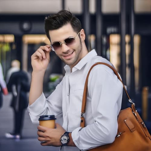 Image of UV Protection Polarized Sunglasses for Men & Women Unisex - Stylish Classic Vintage Coating Rimless Metal (Large)