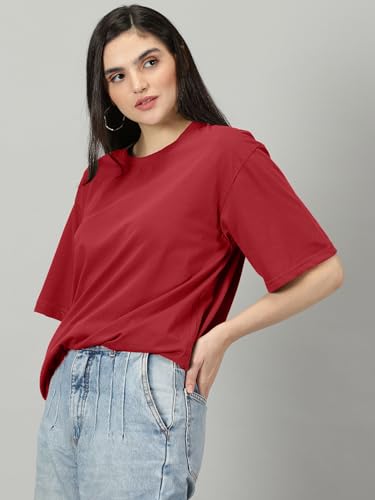 Image of RodZen Women's Cotton Blend Basic Oversized T-Shirt