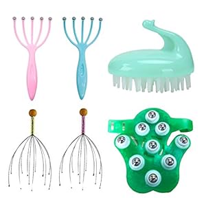 6 PCS Kopfmassage Spinne Set Kopfhaut Massagebürste,Tangger Kopfhaut Massage Gerät Manuelles Krallen Massageball Shampoo Massagebürste Relax Wellness Kopfgreif Massagespinne