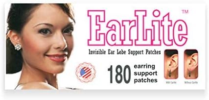 EarLite 180 (60 Ea X 3 packs) Invisible Earring Ear Support Waterproof Patches in ZipLock Pouch - Made in USA