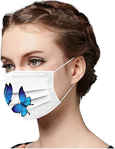 50 pçs adulto descartável_bandanas_máscara com design de borboleta estampa rosa antipoeira Outddor S