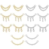 PH PandaHall 16 pares de 8 pares de pendientes, cadenas de aretes para piercings dobles, 2 colores, cadena de piercing con dije de circonita cúbica para mujer, 48 mm, platino/dorado