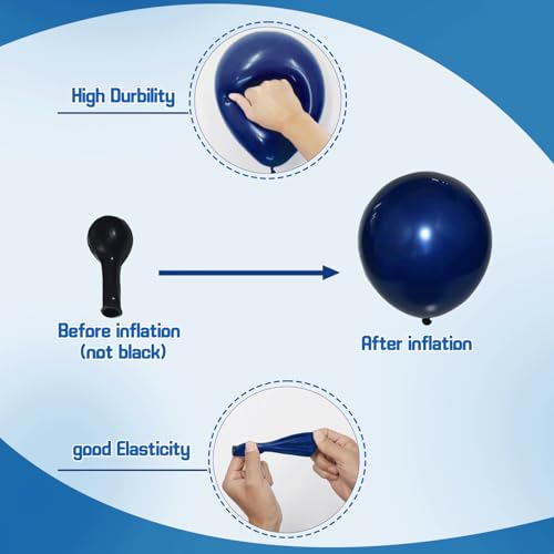 Image of Zesliwy Blue Confetti Balloons Set,50Pcs 12 Inch Navy Light Metallic Blue Balloon Kit Pastel Pale Blue Latex Balloon with Ribbon for Birthday Wedding Graduation Anniversary Party Decorations