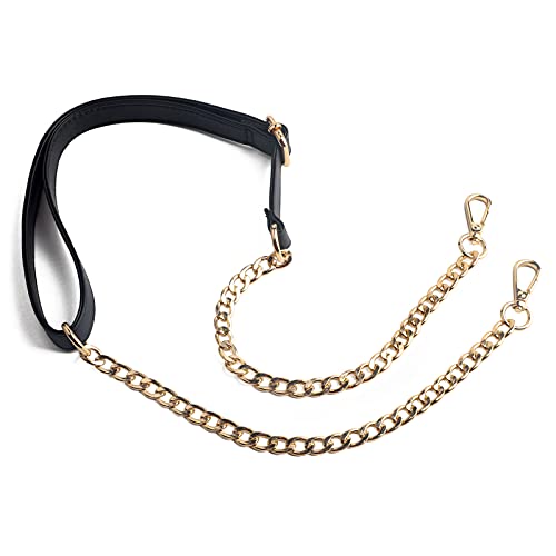 BEAULEGAN Handbag Chain Strap Adjustable - Replacement for Shoulder Crossbody Bag 140 cm Long (Black/Gold)