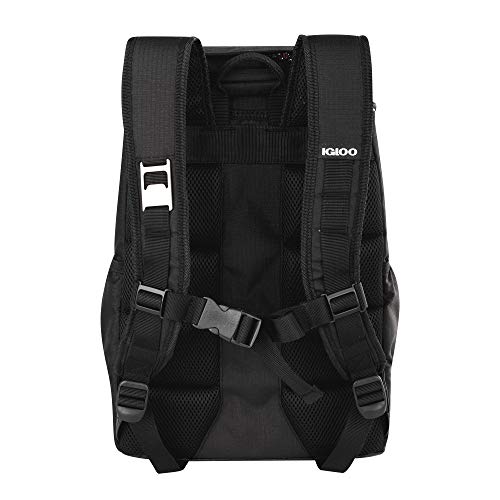Igloo 30 Can Large Portable Insulated Soft Cooler Backpack Carry Bag, Black/Red #TOP6