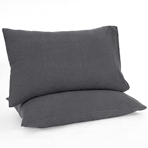 Blc Jersey Standard Pillow Cases Set Of 2, 100% Cotton Pillow Covers Soft Wrinkle, Fade And Stain Resistant Side Opening Pillowcase 20 X 30 Inches - Grey #TOP18