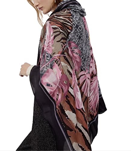 Foulard Liu Jo stampa tigri e fiori nero CS22LJ08