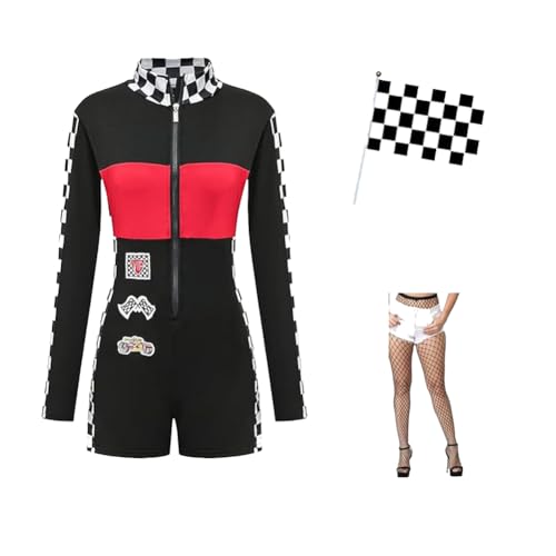 Minvy Halloween Long Sleeved Race Car Driver Costume Women - Sexy Jumper for Party Nights Costume (S)