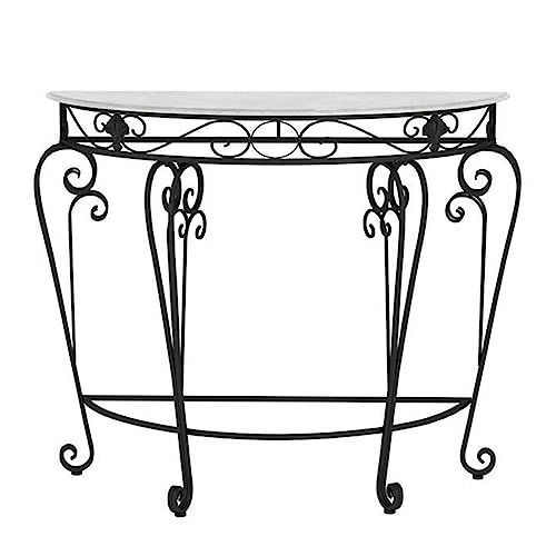 Mesa consola moderna con marco de metal, diseño de medio círculo de fácil montaje para entrada, sala de estar, pasillo, espacios compactos