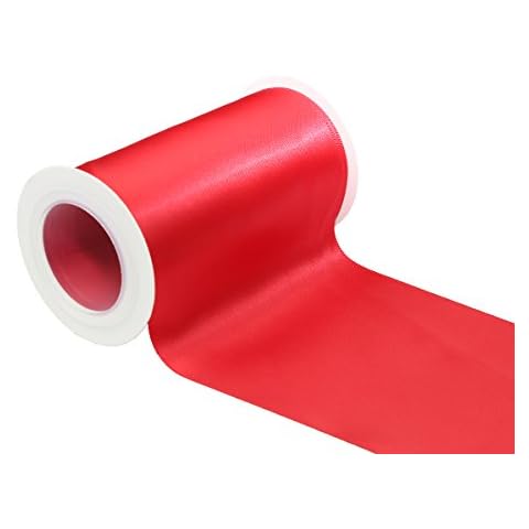 Ribbonitlux 4" Wide Double Face Satin Ribbon 5 Yards (250-Red), Set for Grand Opening Ceremonies, Ribbon Cutting, Chair Sashes, Wedding and Craft Cover