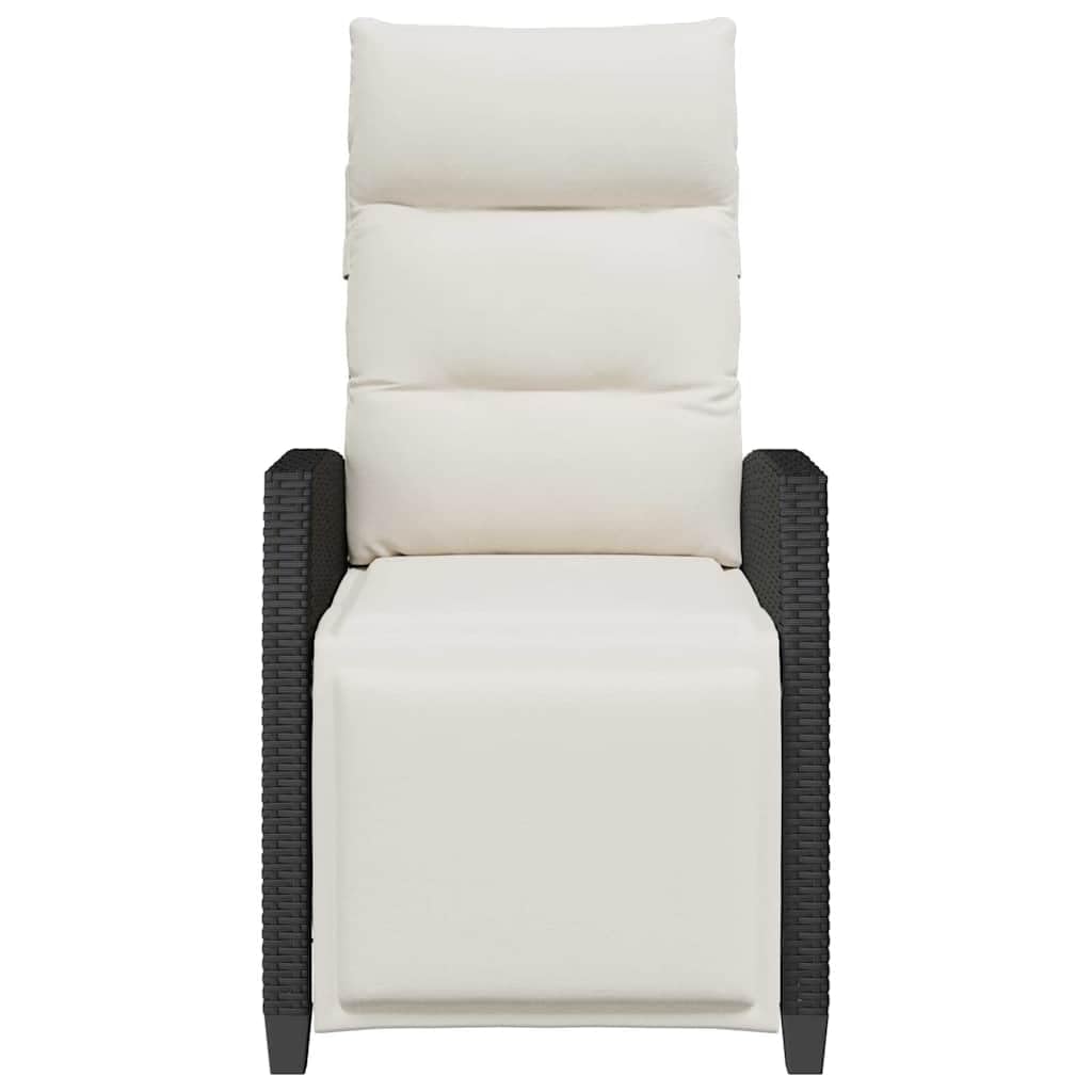 vidaXL Silla de jardín reclinable con Mesa Auxiliar ratán Negro, Silla reclinable para Patio, sillón reclinable para Muebles de Patio, sillón reclinable para jardín