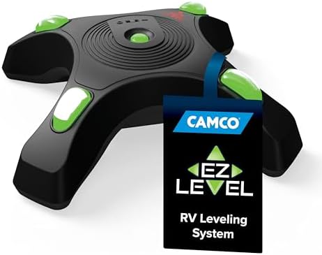 Camco Camper EZ Level - Easy RV Leveling System - Features Illuminated Indicator Lights & Automatic Shut-Off Function when Not In-Use - Includes Pre-Installed On/Off Switch (25505)