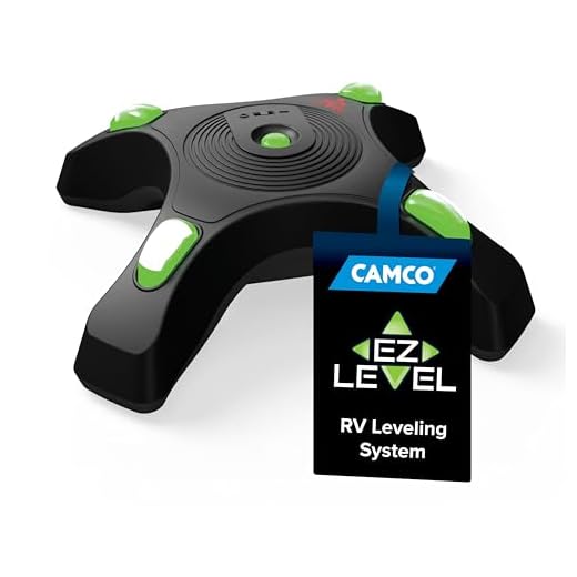 Camco RV EZ Level | Assists You In Leveling RVs, Campers or Trailers | Levels Both Axis Simultaneously | Illuminated Indicators Ensure Easy Visibility | Black, (25505)