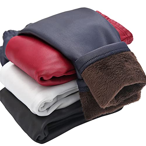 Jungerhouse Leggings Polaire Fille Legging en Cuir Doublés de Molleton Hiver Épais Chaud Elastique Collant Pantalon Long Filles 1-12 Ans (160cm(10-12 Ans),Noir) Cover