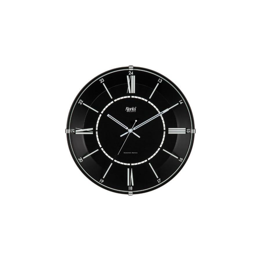 Image of Ajanta 2157 Wall Clock (12.8 Inch / 325mm) - Silent Sweep Non-Ticking Movement - Stylish Black Home Decor Clock - Modern Minimalist