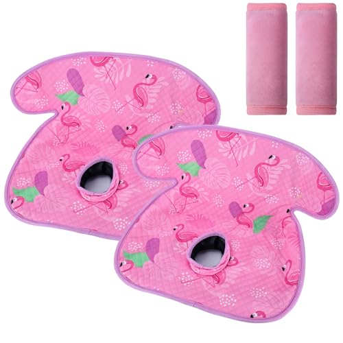 LITTOBEBE Car Seat Potty Training Protector, 2 Pack Waterproof Piddle Pad for Toilet Training, Quick-Dry Car Seat Liner with Non-Slip Back & 2 Strap Covers, Machine Washable - Pink