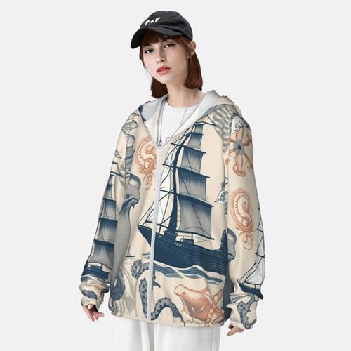 Chaqueta de protección solar para hombre con capucha y cremallera miniatura 4